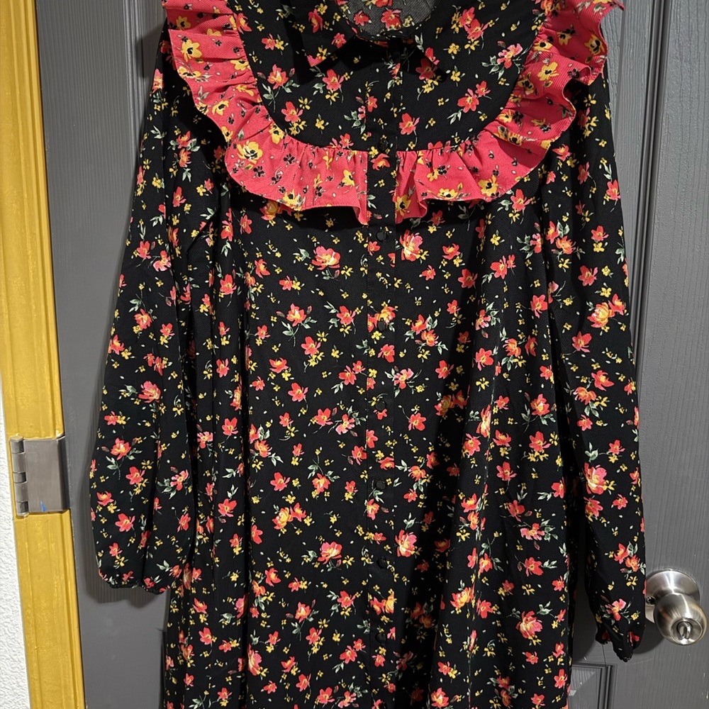 ASOS Black Dress with Red and Yellow Floral Pattern